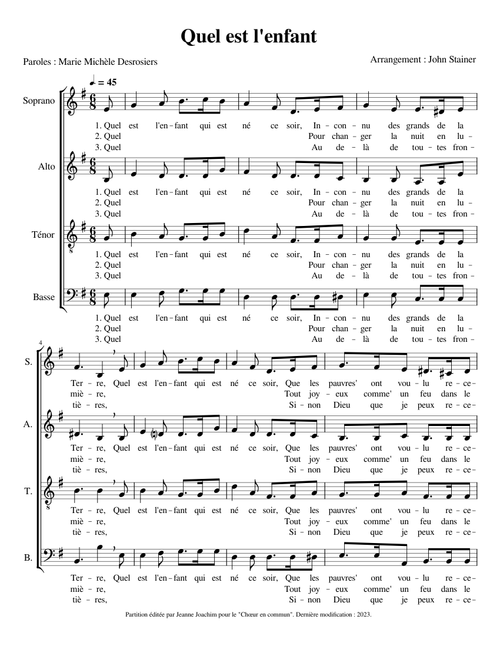 Quel est l'enfant (What child is this – John Stainer)