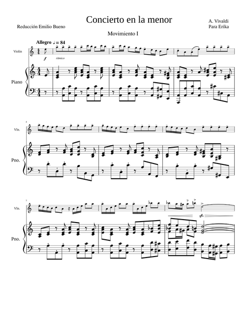 Vivildi violin concerto in A minor RV 356 reduction