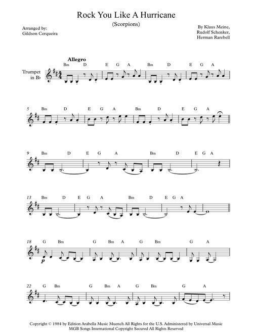Rock You Like A Hurricane (Arr. Gildson Cerqueira) - Scorpions (Trumpet Solo)