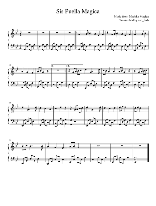 Sis Puella Magica - Madoka Magica (Piano) (Easy)