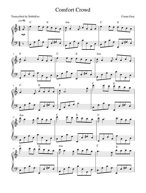 Comfort Crowd by Conan Gray for Piano
