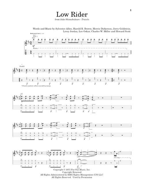 Low Rider (arr. Jake Shimabukuro) - War (Ukulele Tab)