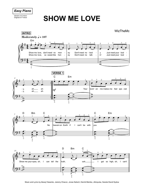 Show Me Love - WizTheMc (Easy Piano)