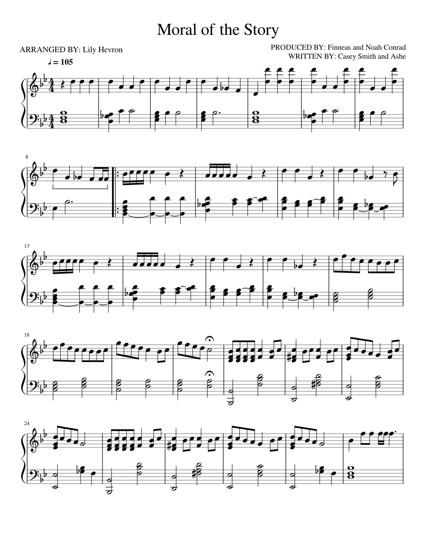 Moral of the Story by Ashe Sheet music for Piano (Solo)