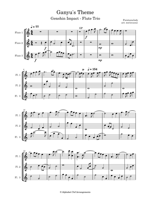 Genshin Impact - Ganyu: Radiant Dreams – Yu Peng Chen Genshin Impact - Yu Peng Chen Ganyu's Theme - Flute Trio