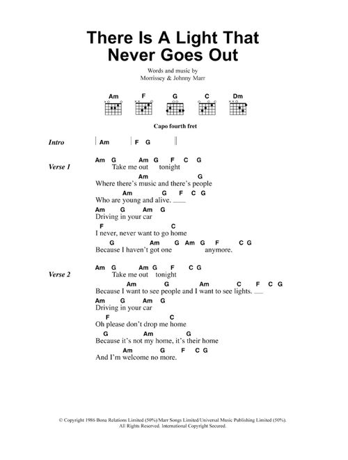There Is A Light That Never Goes Out - The Smiths (Guitar Chords-Lyrics)