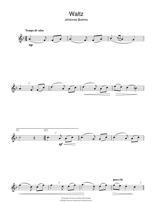 Waltz Op. 39, No. 15 - Johannes Brahms (Clarinet Solo)