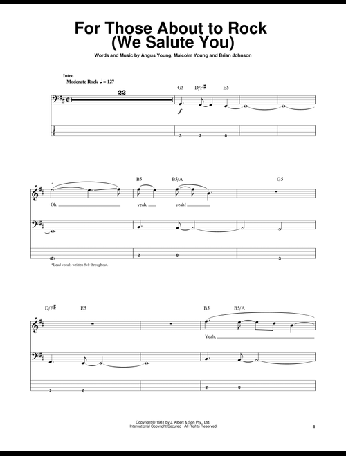 For Those About To Rock (We Salute You) - AC/DC (Bass Tab)