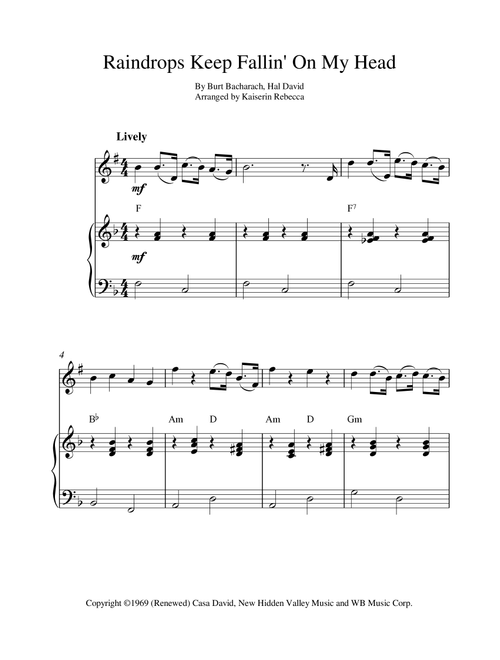 Raindrops Keep Fallin' On My Head (Arr. Kaiserin Rebecca) - BJ Thomas (Trumpet and Piano)