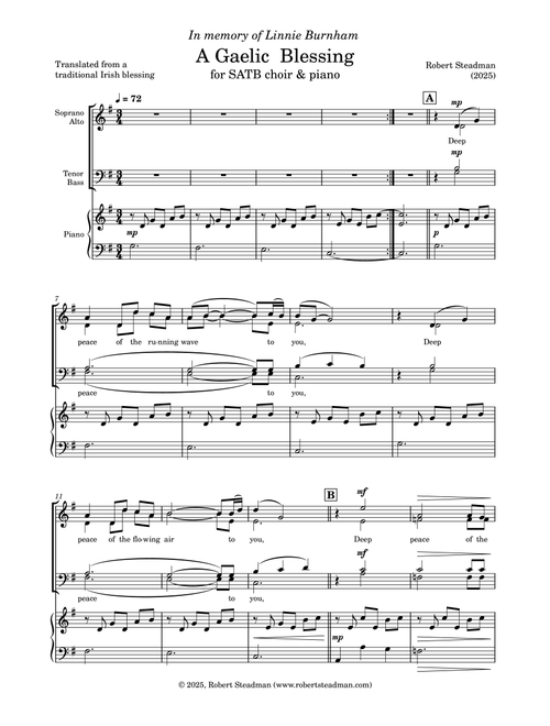 A Gaelic Blessing - Robert Steadman (Choral, SATB)