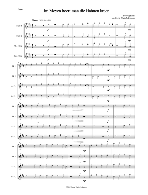 Im Meyen hoert man die Hahnen kreen (In May you hear the cocks crow) for flute quartet (Arr. David Warin Solomons) - Ludwig Senfl (Woodwind Ensemble)