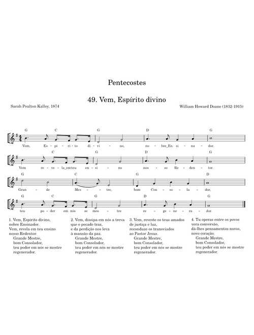 Vem, Espírito divino - William Howard Doane