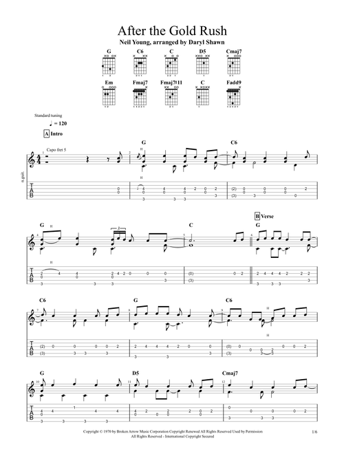 After The Gold Rush (Arr. Daryl Shawn) - Neil Young (Guitar Tab)