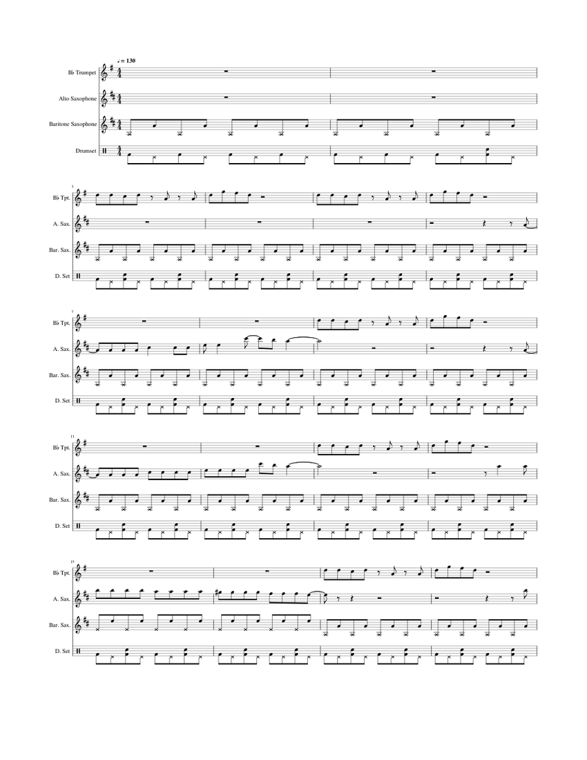 Funkytown Sheet Music for Saxophone alto, Saxophone baritone, Trumpet ...