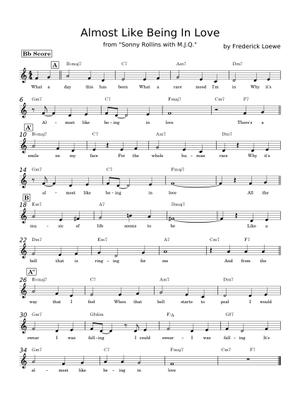 ボーカル　ビッグバンド譜面：ALMOST LIKE BEING IN LOVE Play Official version of Almost Like Being in Love Sheet Music by