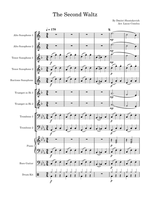 The Second Waltz Big Band Arrangment – Dmitri Shostakovich Arr. Lucas Conelea