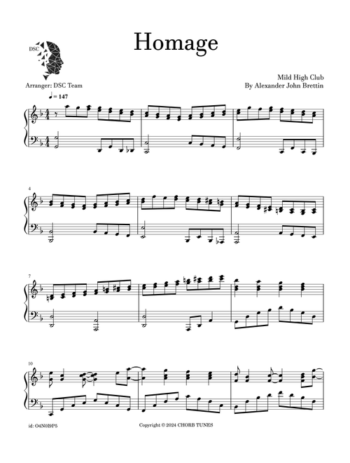 Homage (Arr. Digital Scores Collection) - Mild High Club (Piano Solo)