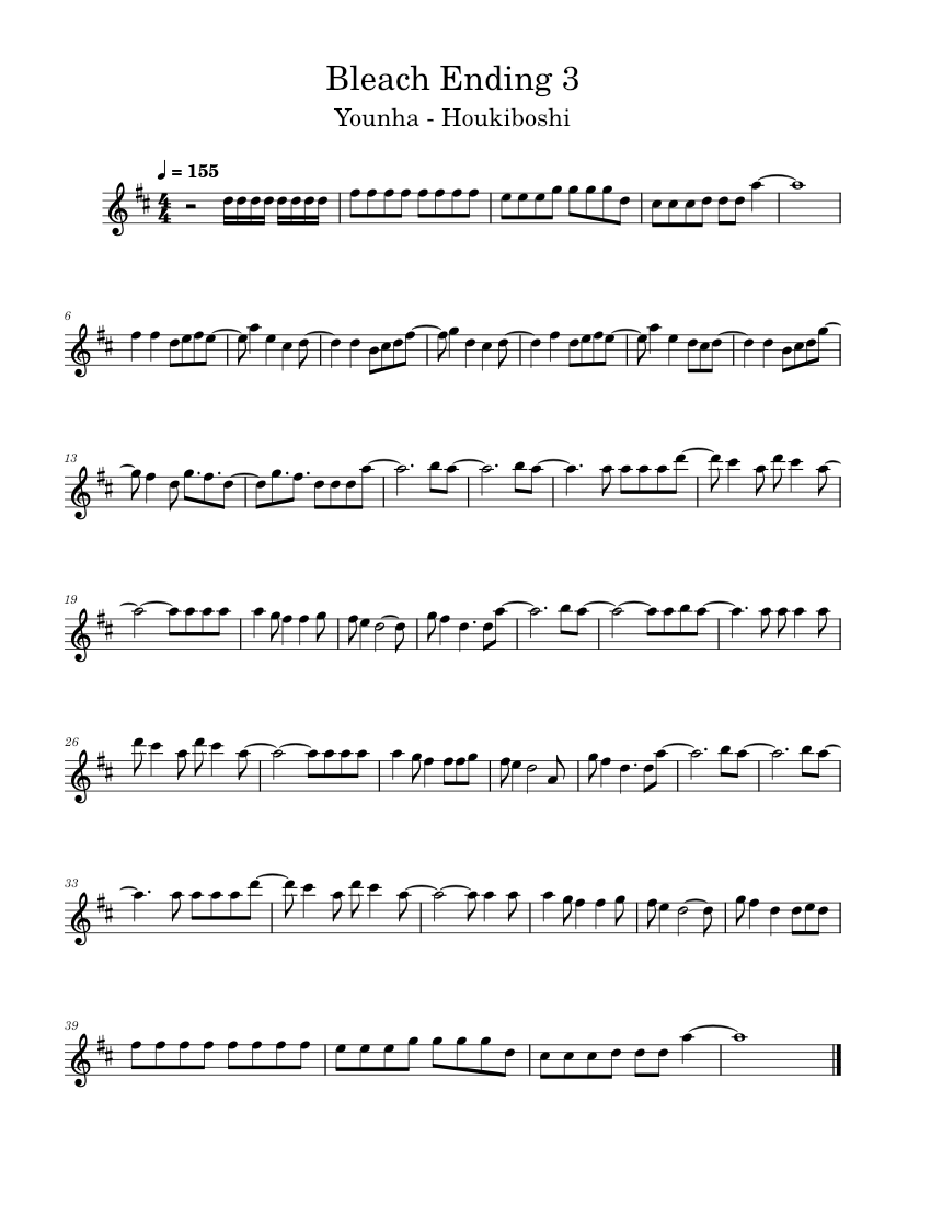 Bleach Ending 3 Sheet Music for Flute (Solo) | MuseScore.com