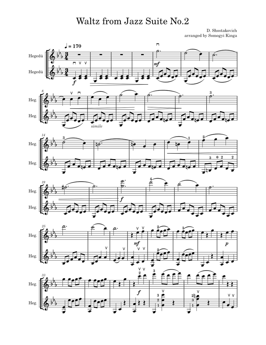 Waltz no. 2 Dmitri Shostakovich Waltz from Jazz Suite No. 2 Sheet