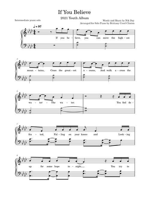 If You Believe (intermediate piano solo)
