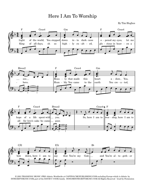 Here I Am To Worship (Light Of The World) (Arr. Julie Wormald) - Phillips Craig & Dean (Piano Solo)