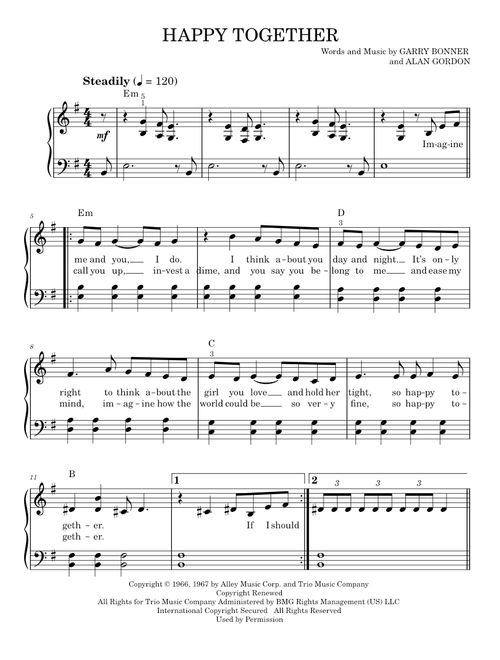 Happy together - The Turtles (Easy Piano)