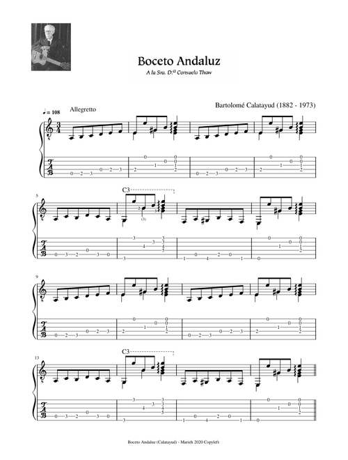 Boceto Andaluz - Calatayud, Bartolomé (1882 - 1973) - Tablature
