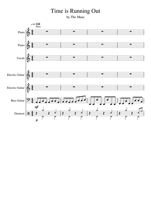 Time is Running Out - The Muse (Full Transcription)