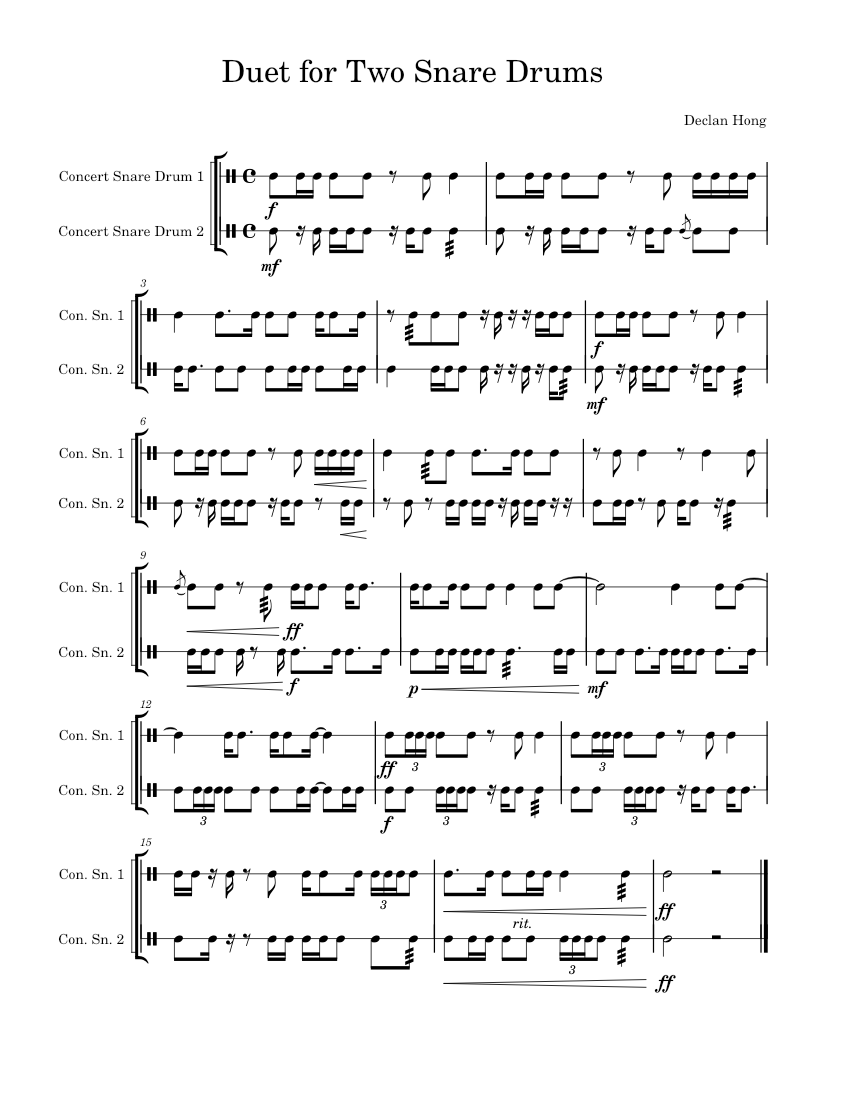 Duet for Snare Drums No. 1 Sheet music for Snare drum (Percussion Duet