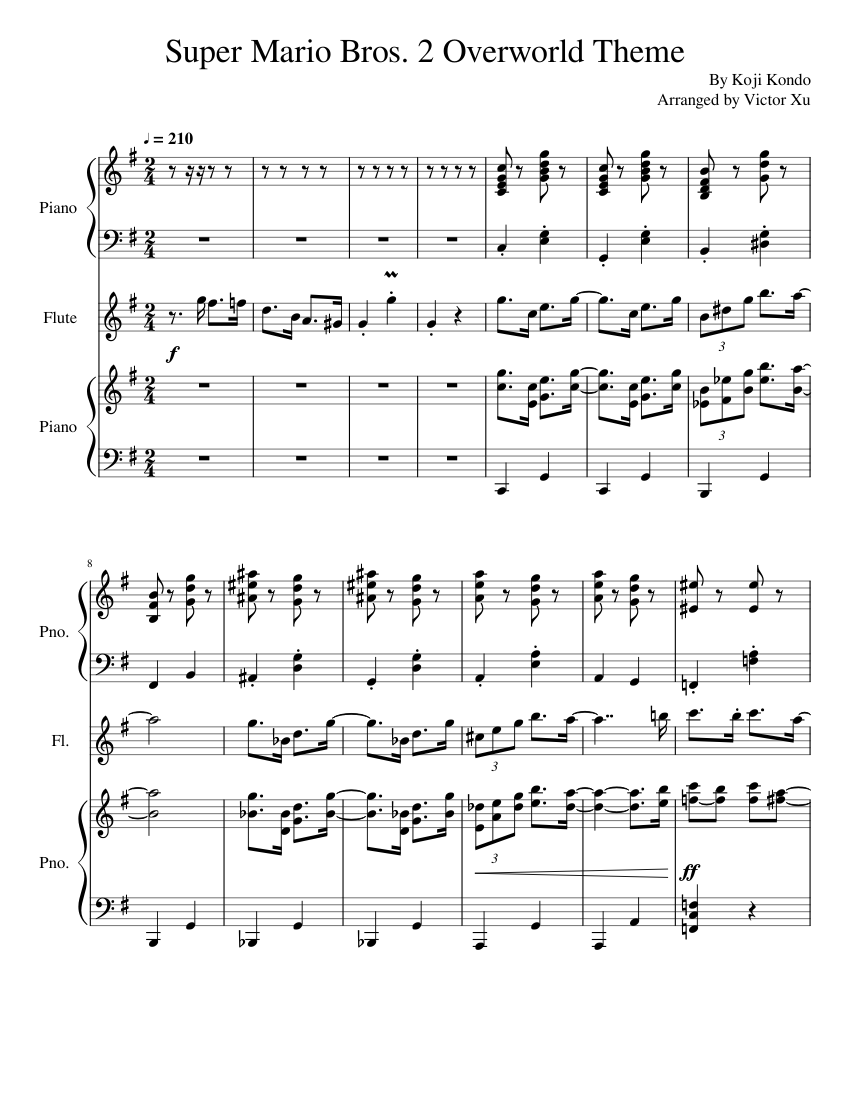 Super Mario Bros 2 Overworld Theme - Victor Xu Sheet Music for Piano ...