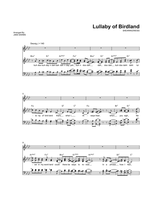 Lullaby Of Birdland (Arr. Jake Dahms) - George David Weiss, George Shearing (Choral, SATB divisi)