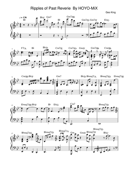 Ripples of Past Reverie (Arr. Gregory King) - HOYO-MiX (Easy Piano)