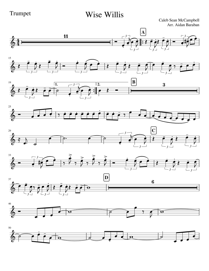 Wise Willis Trumpet Part Sheet music for Piano (Solo) Easy
