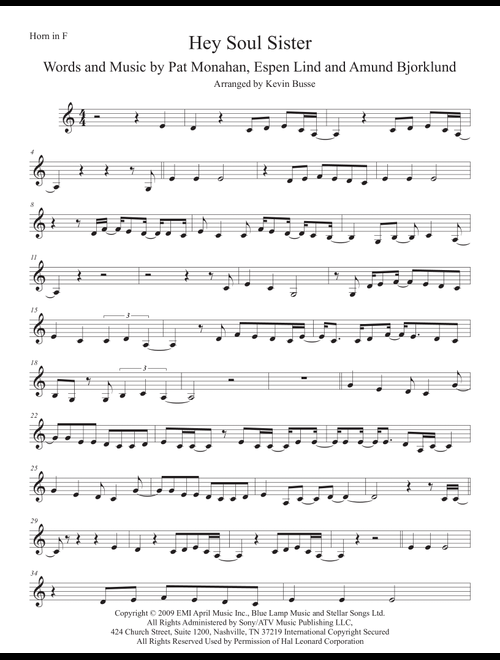 Hey, Soul Sister (Arr. Kevin Busse) - Train (French Horn Solo)