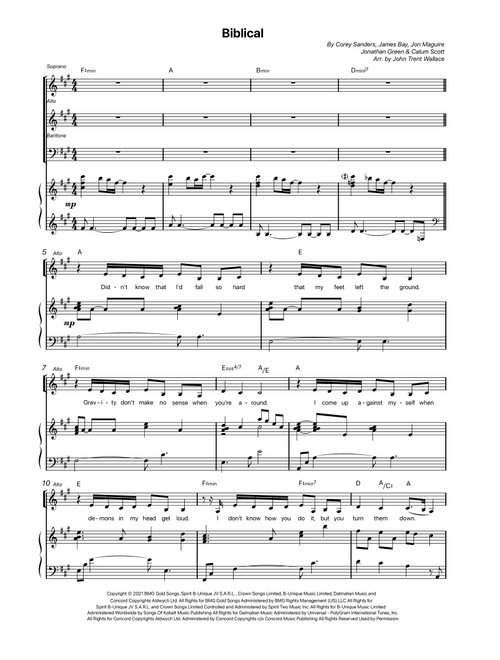 Biblical (Arr. John Trent Wallace) - Calum Scott (Choral, SAB)