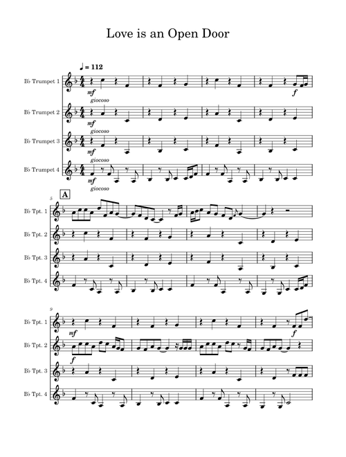 Love Is An Open Door (from Disney's Frozen) – Kristen Bell, Santino Fontana - For Trumpet Choir