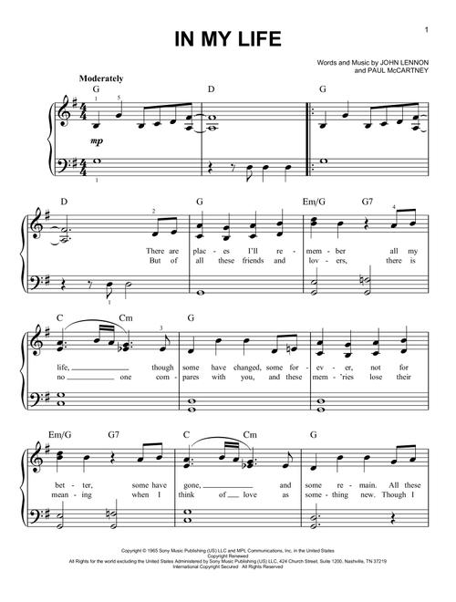 In My Life - The Beatles (Very Easy Piano)