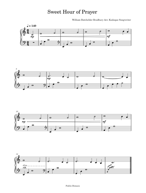 Sweet Hour of Prayer - Easy