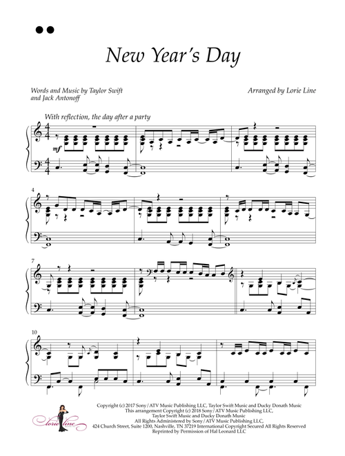 New Year's Day (Arr. Lorie Line) - Taylor Swift (Piano Solo)