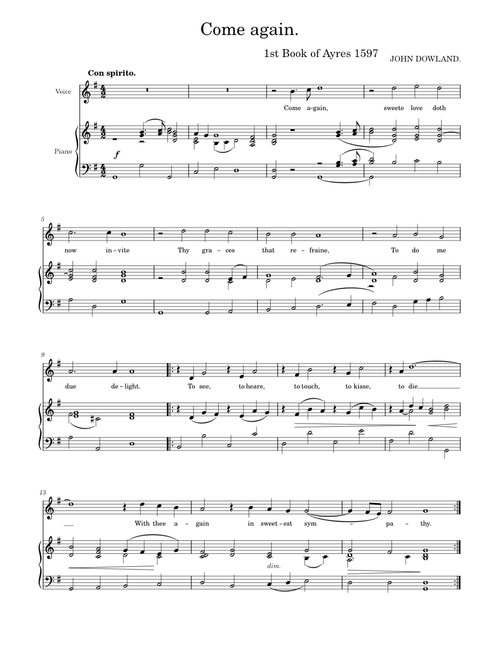 John Dowland, Come again