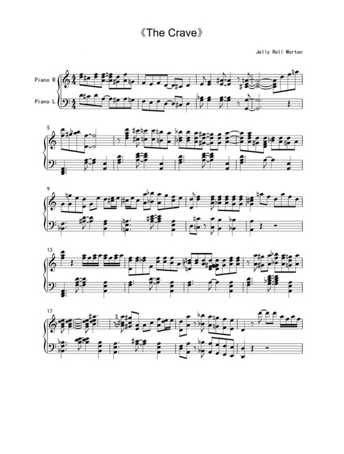 The Crave (Arr. Ferd "Jelly Roll" Morton) (Piano Solo)
