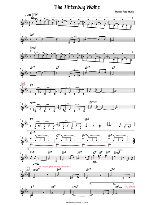 The Jitterbug Waltz (Lead sheet )