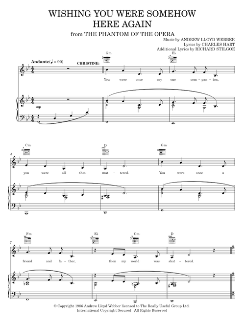 Wishing You Were Somehow Here Again (from The Phantom Of The Opera) - Andrew Lloyd Webber, The Phant (Piano-Vocal-Guitar)