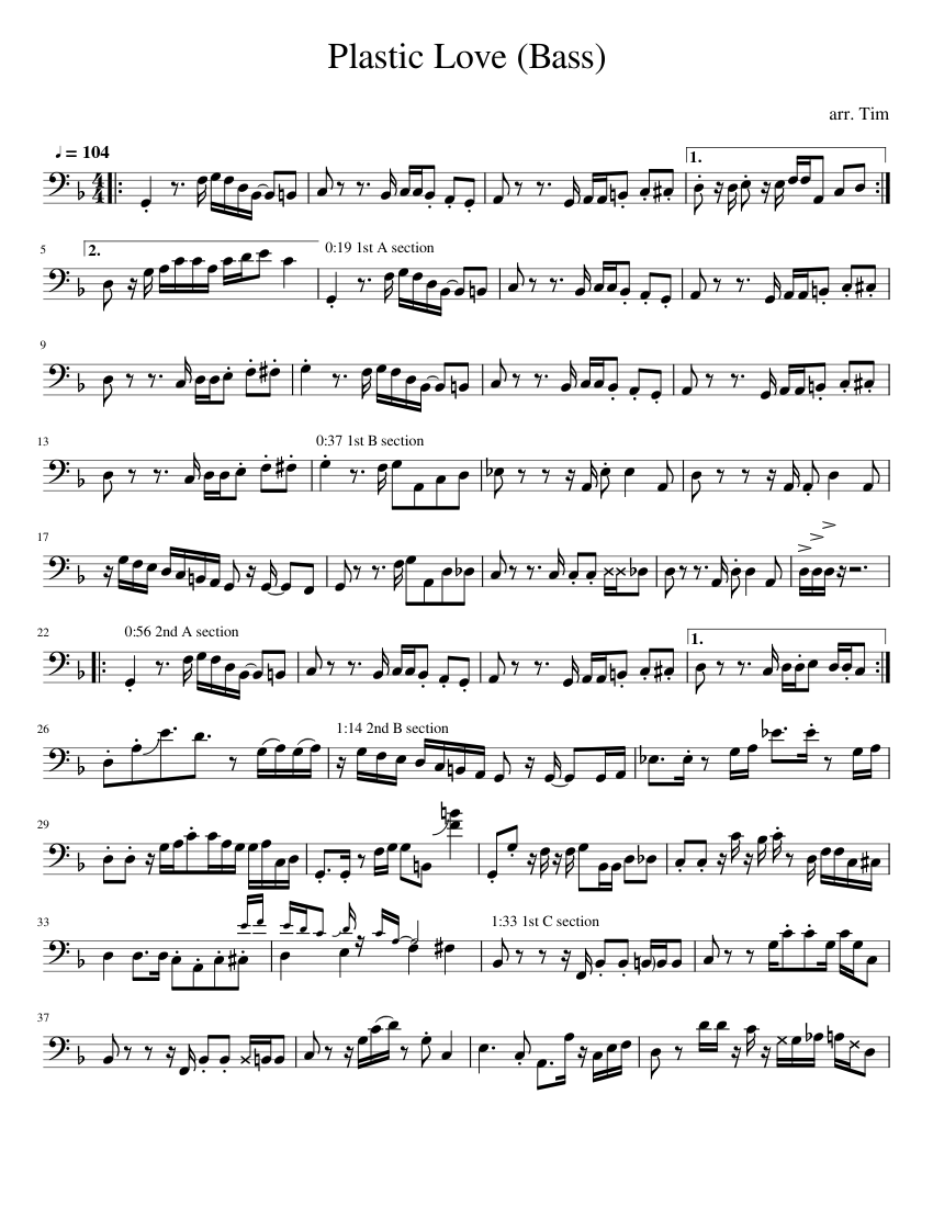 Plastic Love - Mariya Takeuchi (Friday Night Plans cover) Bassline