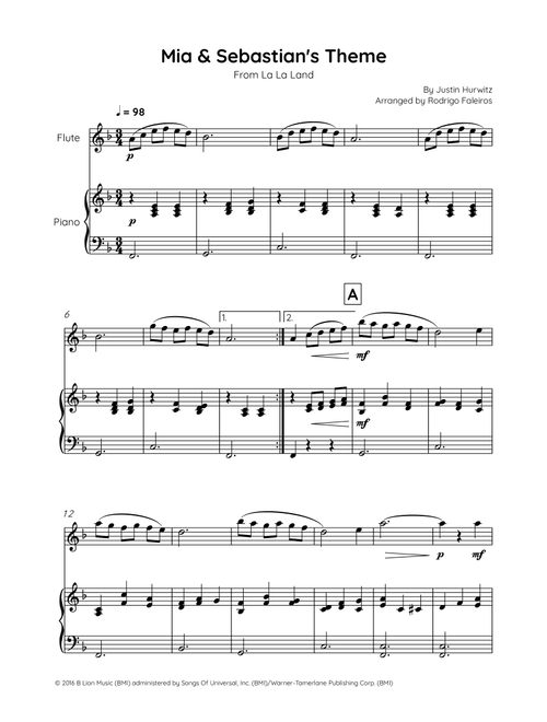 Mia & Sebastian's Theme (Arr. Rodrigo Faleiros) - Justin Hurwitz (Flute and Piano)
