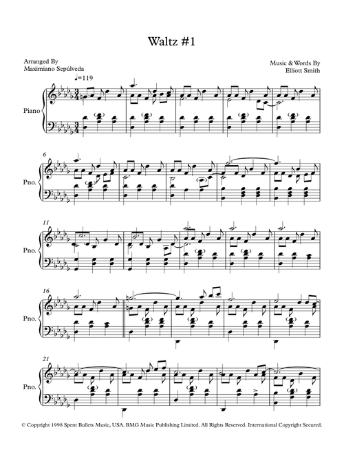Waltz #1 (Arr. Maximiano Sepúlveda) - Elliott Smith (Piano Solo)