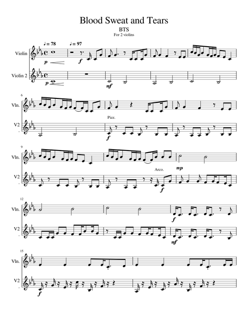 Blood Sweat and Tears (Two Violins)