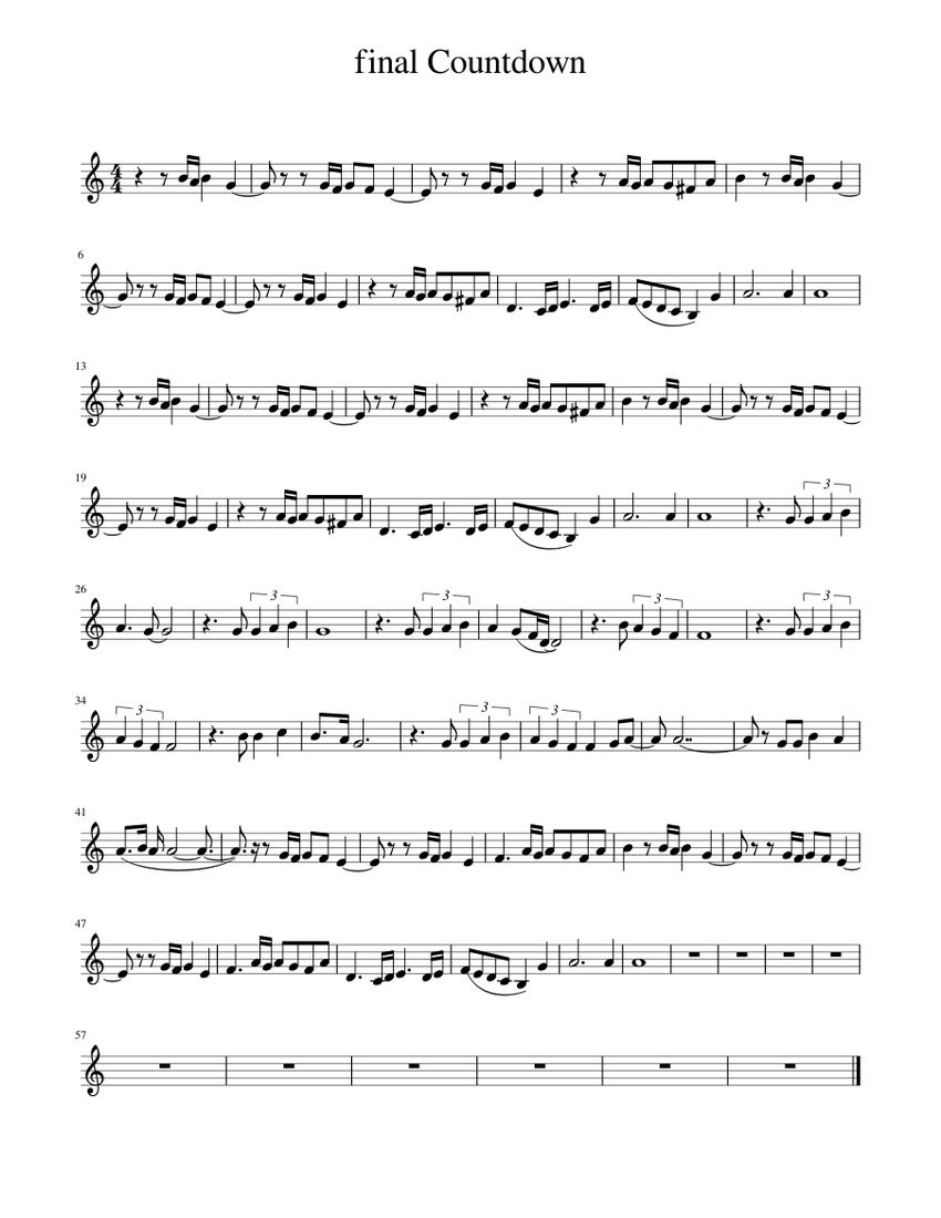 final Countdown Sheet music for Trumpet in bflat (Solo)