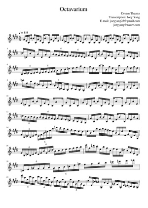 ドリーム・シアター/オクタヴァリウム (バンドスコア) Octavarium – Dream Theater Sheet Music and Tab for Piano, Organ