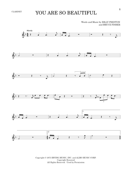 You Are So Beautiful - Joe Cocker (Clarinet Solo)